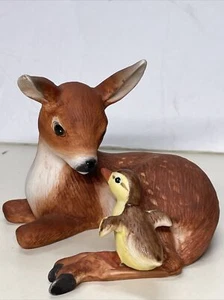 Vintage 1981 Friends By Eva Dalberg Deer con porcelana de pato hecho en Japón - Imagen 1 de 6