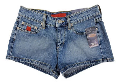 NUEVO CON ETIQUETAS~Bongo~Juniors Talla 5~Pantalones Cortos Denim 100% Algodón 5 Bolsillos Azul Tiro Bajo Foto 1 de 4