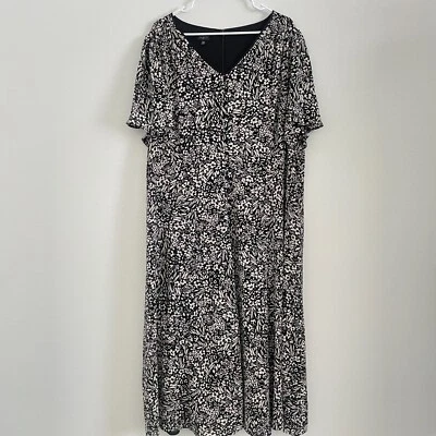 Talbots Dress Women 20W Black Button Front A Line Midi Dark Romance Office - Image 1 of 4