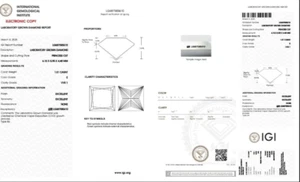 1.50 CT- PRINCESS DIAMOND- E COLOUR, VVS1 CLARITY, XX- CVD , IGI CERTIFIED. - Picture 1 of 4