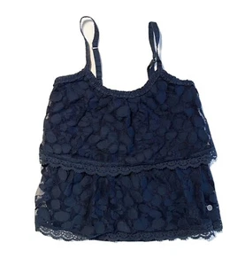 Abercrombie Kids Navy Blue Sleeveless Tank Lace Blouse Adjustable Straps Girls S - Picture 1 of 3