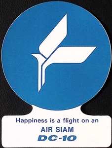 Vintage Air Siam Happiness is a DC-10 Flug Aufkleber Gepäck Etikett 4"H - Bild 1 von 2