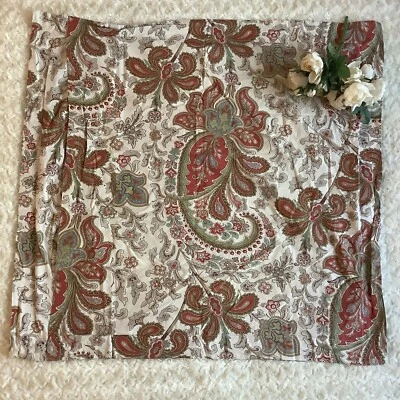 1 Pottery Barn 2012 beige deep red paisley Euro pillow sham cover 29" x 30" - Image 1 of 4