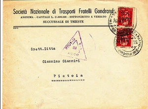 AMG VG-Coppia 2L soprastampa-Busta Trieste->Pistoia "ROUTED VIA ACCO" 14.11.1945 - Bild 1 von 1