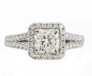 GIA Certified 1.92 Carat Cushion Shape  Diamond Engagement Ring 18k White Gold - Picture 1 of 8