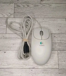 Logitech USB Wired Wheel Mouse M-BE58 2 Button and Scroll Wheel Works White - Picture 1 of 4