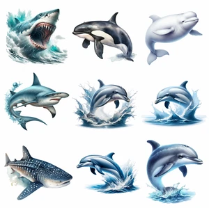 Pegatinas de vida marina peces tiburón delfín calcomanía pelar y pegar artesanía decoración arte de baño - Imagen 1 de 33