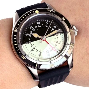 40mm Black Cream Lume Dial NH34 GMT Diving Watch Men 200M Waterproof Sapphire - Picture 1 of 7