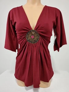 Sky Damen 3/4 Ärmel rot Bluse/Top Größe M war 160 $ #A8 - Bild 1 von 2