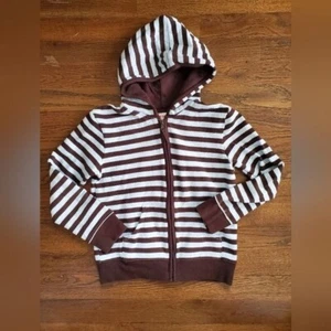 GYMBOREE Girls Small 5/6 Blue Brown striped hoodie - Picture 1 of 5