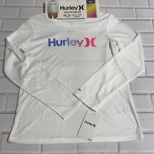 Hurley Girls Long Sleeve Dri-Fit UPF 50+ Shirt White Size 10/12 Swim Top