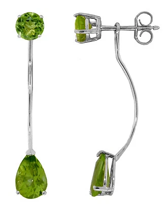 4.2 CTW 14K Solid White Gold Stud Drops Earrings Natural Peridot - Image 1 of 3