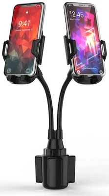 Dual Phone Holder for Car Cup Holder – Long Flexible Neck, 360° Rotatable Car... - Image 1 of 4