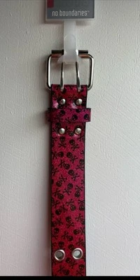 XL Pink Punk Belt with Skull & Crossbones,Goth Rebel Chic, Vintage 90’s - Image 1 of 4