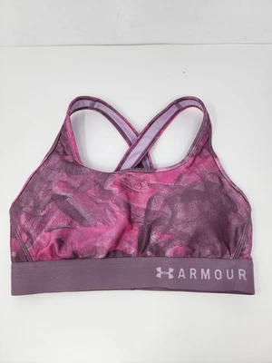 Under Armour Compression Sports Bra Crossback Size Medium Pink Purple Padded - Image 1 of 4