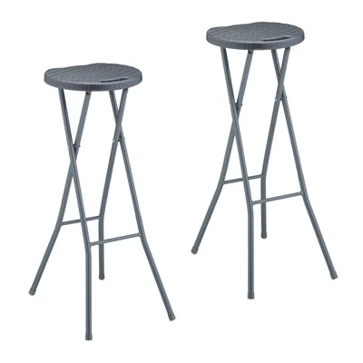 Barhocker Barstuhl Klapphocker Tresenhocker Rattan-Hocker grau leicht robust - Bild 1 von 4