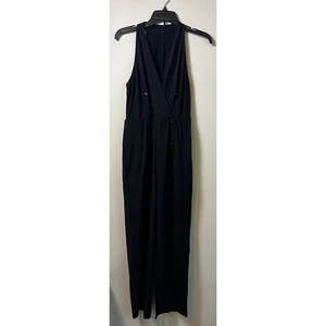 Halara Black Sleeveless V Neck Wide Leg Jumpsuit Size S NWT - Picture 1 of 9