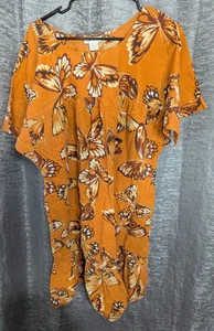 CW Classic Cotton/Polyester Dress Short Slv Orange Butterfly Women's 1X - Picture 1 of 4