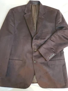 Chaps Ralph Lauren Classic 44R Brown Faux Suede Leather Sport Coat Blazer Jacket - Picture 1 of 11
