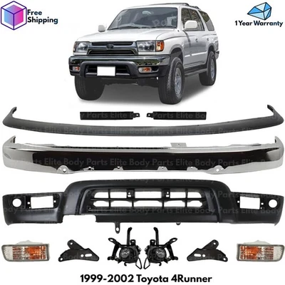 Front Bumper Face Bar Chrome Steel & Fog Lights Kit For 1999-2002 Toyota 4Runner - Image 1 of 4