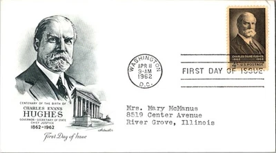 Vintage FDC Scott #1195 Artmaster Charles Evans Hughes Centennial c1962 - Image 1 of 3