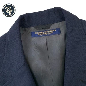 VTG 40 L Brooks Brothers - Brooks Gate Navy Hopsack Knit Gold Button Blazer  USA - Picture 1 of 12