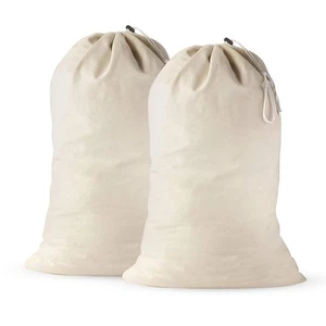 2 Pack Extra Large Cotton Canvas Laundry Bags for Dirty Clothes Basket Linert - Picture 1 of 6