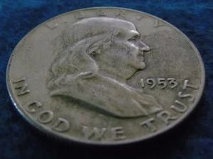 1953 D Franklin Half Dollar Ben Benjamin 1953D 1/2 Silver US Coin 1953-D Bullion - Picture 1 of 6