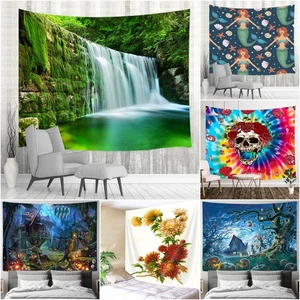 3D Large Mermaid Skull Halloween Wall Hanging Tapestry Wall Art Bedroom Backdrop - Picture 1 of 13