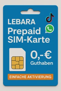 Lebara Prepaid Sim-Karte 0,-€ Guthaben, ohne Vertrag, EU-Roaming, Deutsche SIM - Bild 1 von 1