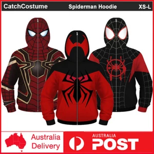 Kids Spider-Man Miles Morales Hoodie Spiderman Zipper Sweatshirt Cosplay Costume - Picture 1 of 11