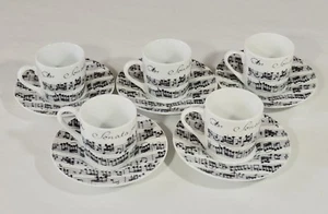 5 Konitz Germany Sonata C Minor For Oboe & Basso Espresso Demitasse Cups Saucers - Picture 1 of 8