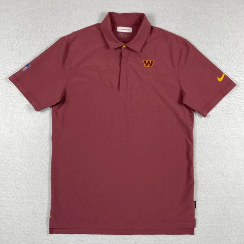 Washington Commanders Shirt Mens Medium Red Nike Dri Fit Snap Polo NFL Football Cover