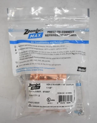 2 accesorios de refrigerante Parker Zoomlock Max Crimp Connect acoplador de 1-1/8" 870507 Foto 1 de 4