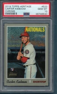 2019 Topps Heritage Carter Kieboom Chrom PSA 10 #523 RC - Picture 1 of 2