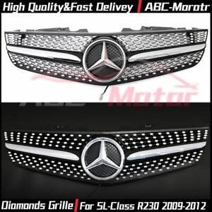 Chrome Black Dia-monds Grille W/LED Star For Benz SL-Class R230 2009-2012 SL600