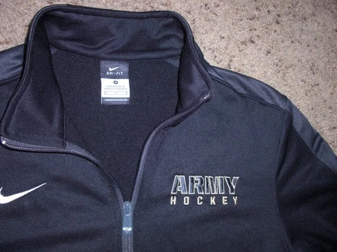 ARMY HOCKEY black full zip front Nike Dri Fit Track Jacket men's Medium Cover