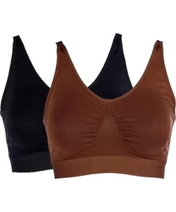 Rhonda Shear 2-pack Crossback Ahh Bra Black/Mahogany - Picture 1 of 1