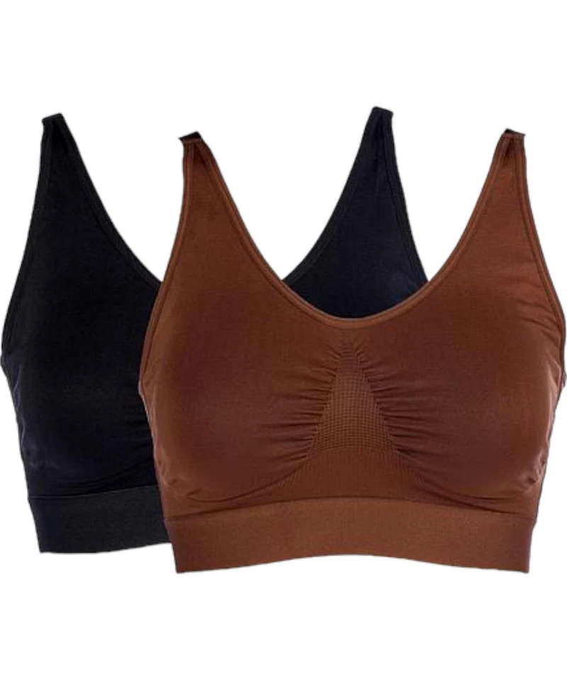 Rhonda Shear 2-pack Crossback Ahh Bra Black/Mahogany - Image 1 of 1