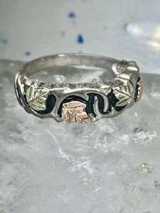 Black Hills Gold ring Leaves Wedding band size 9.75 sterling silver women men - Picture 1 of 12