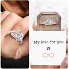 US5 To 10 Elegant Shining Engagement Ring Alloy Hollow Rhinestone Double Heart