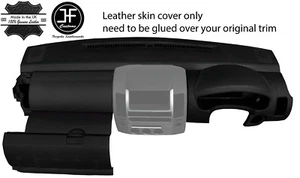 CUBIERTA DE SALPICADERO DE CUERO REAL NEGRO Y NEGRO PARA NISSAN NAVARA D40 2006-15 - Imagen 1 de 3