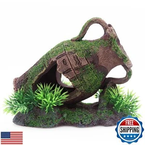 AQUA KT Aquarium Ruins Ancient Greek Leaning Vase Rock Broken Barrel Fish Hid - Picture 1 of 5