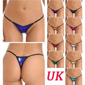 UK Womens Shiny G-Strings Micro Thong Mini Panties T-back Bikini Briefs Bikini - Picture 1 of 47