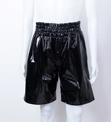 Baúles de boxeo PVC brillantes (con forro de PVC) negro/negro (talla para hombre) esmalte amante Foto 1 de 4