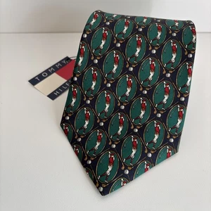 Vintage Tommy Hilfiger Neck Tie Made In USA Dark Green Italian Silk 4x57" - Picture 1 of 9