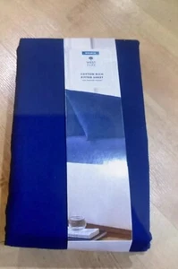 West Park Cotton Rich Fitted Sheet Double - Navy - 137 x 190cm 180TC - Photo 1/3