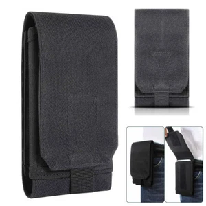 Universal Tactical Molle Cell Phone Pouch Waist Holster Belt Pack Bag Case Black - Picture 1 of 13