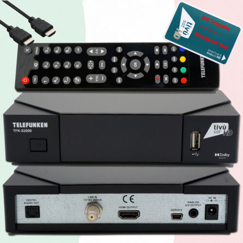 ►Telefunken TFK-S2000 HD Sat Receiver TiVuSat zertifiziert aktivierte HD Karte✅
