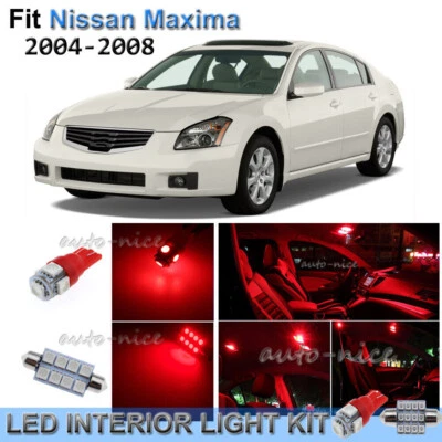 For 2004-2008 Nissan Maxima Brilliant Red Interior LED Lights Kit 14 Pieces - Image 1 of 4